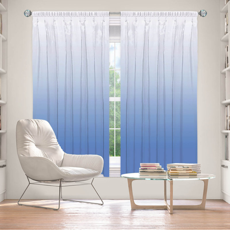 Vandela Room Darkening Curtain Pair, 40" W x 82" L, Gray/Blue