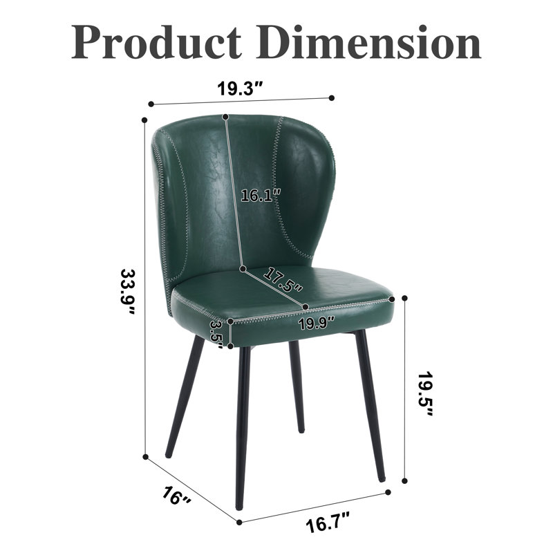 Chaise rembourrée en cuir moderne avec pieds en métal, Vert