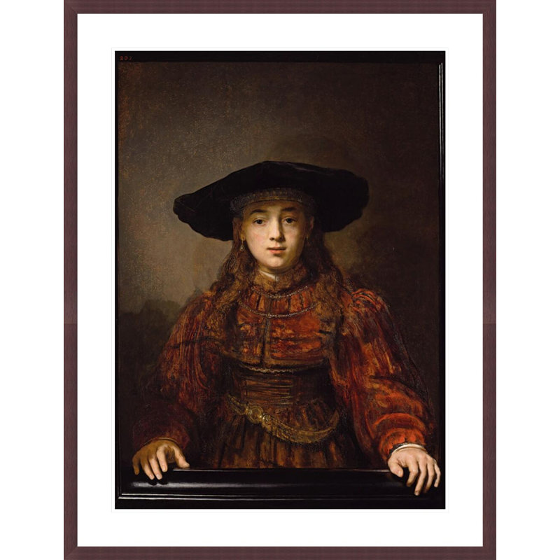 La fille dans un cadre photo par Rembrandt van Rijn - Estampe numérique encadrée, H 41,5 po x l 32,04 po