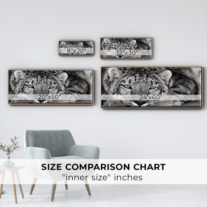 Snow Leopard Sanctuary- Framed Canvas, 8" H x 20" W