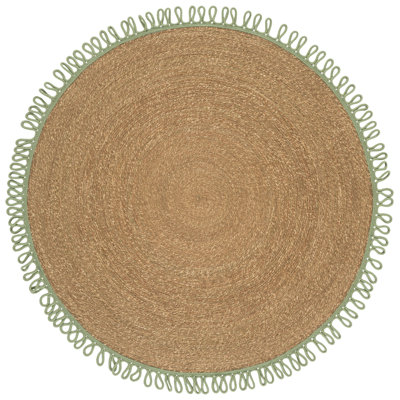 Natural Fiber Braided Bamboo Slat / Seagrass; Cotton No Pattern Indoor Rug