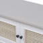Banc d'entrée bohème en rotin avec rangement, banc à chaussures rembourré avec double porte, banc organisateur de chaussures en bois pour entrée et couloir (blanc + beige)