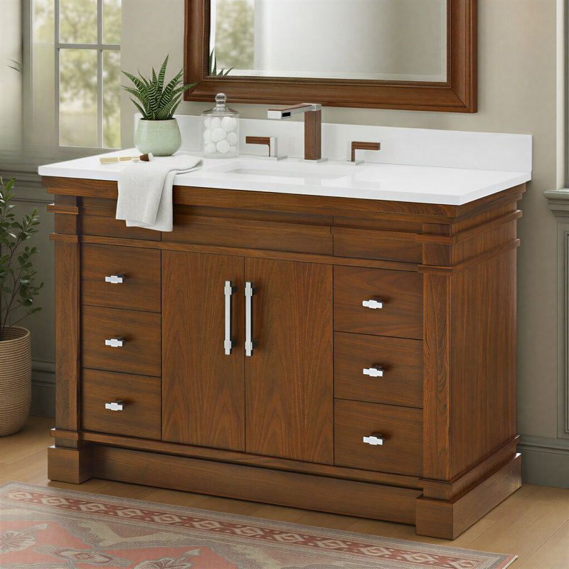 FLW Harmony 36 Wood Sink Vanity, Walnut, 48
