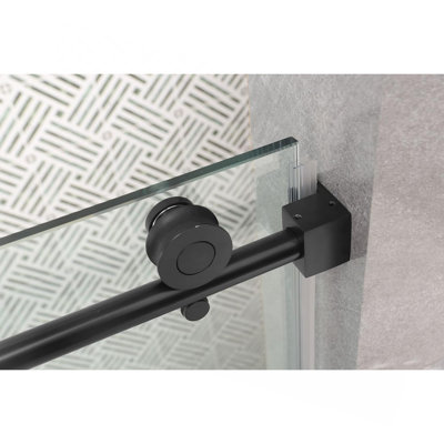 56-60 in. W x 76 in Matte Black 1/4 inch 6mm Glass Shower Doors Frameless Adjustable Single Sliding Glass Shower Door,Certified Thick Clear Clear Tempered Glass,Stainless Steel Hardwares
