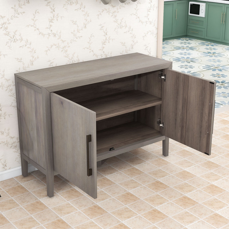 Sideboard Buffet with 2 Doors and Shelf, Gray
