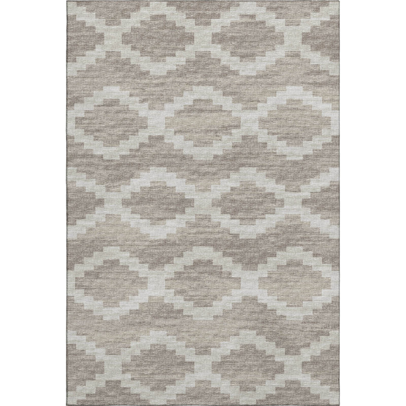 Premium Machine Washable Vaseem AMF115 Tan Rug, Rectangle 5' x 7'6"