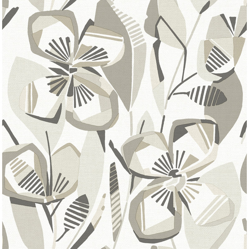 Papier peint avec fleurs naturelles Nathalie, Beige