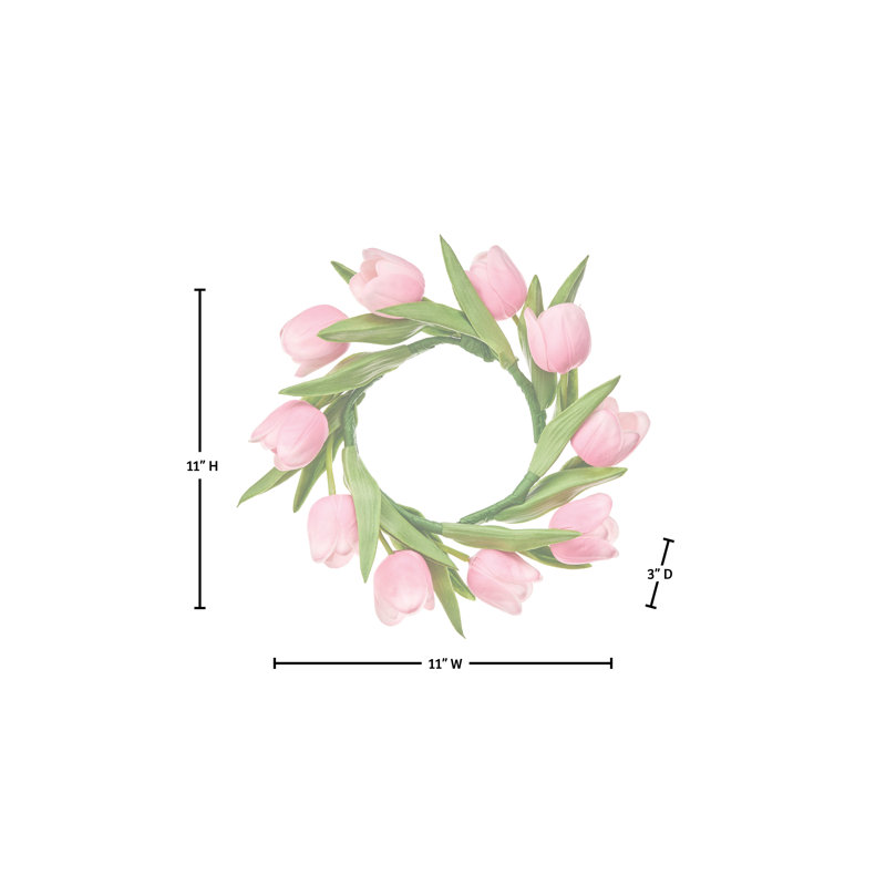 Anneau de bougie 11 "Pu Tulip, Rosé