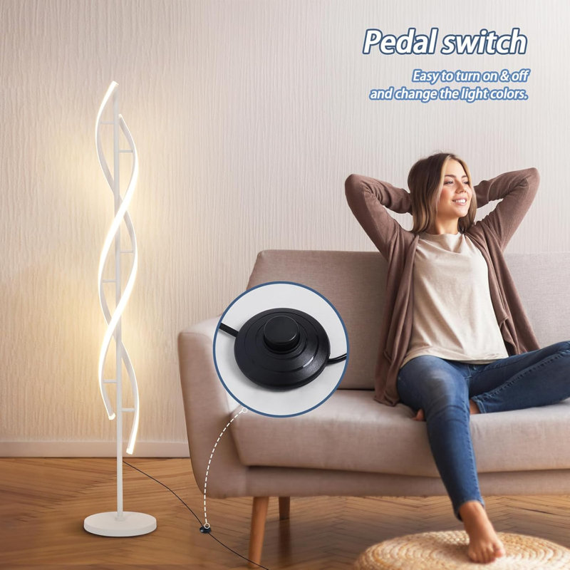 Lampe sur pied moderne 40W avec télécommande 60 pouces à intensité variable pour lampe de chambre à coucher DEL