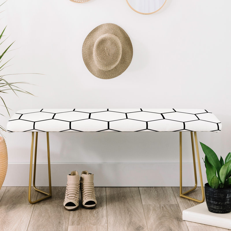 Banc recouverts de tissu d'ameublement, Noir / géométrique