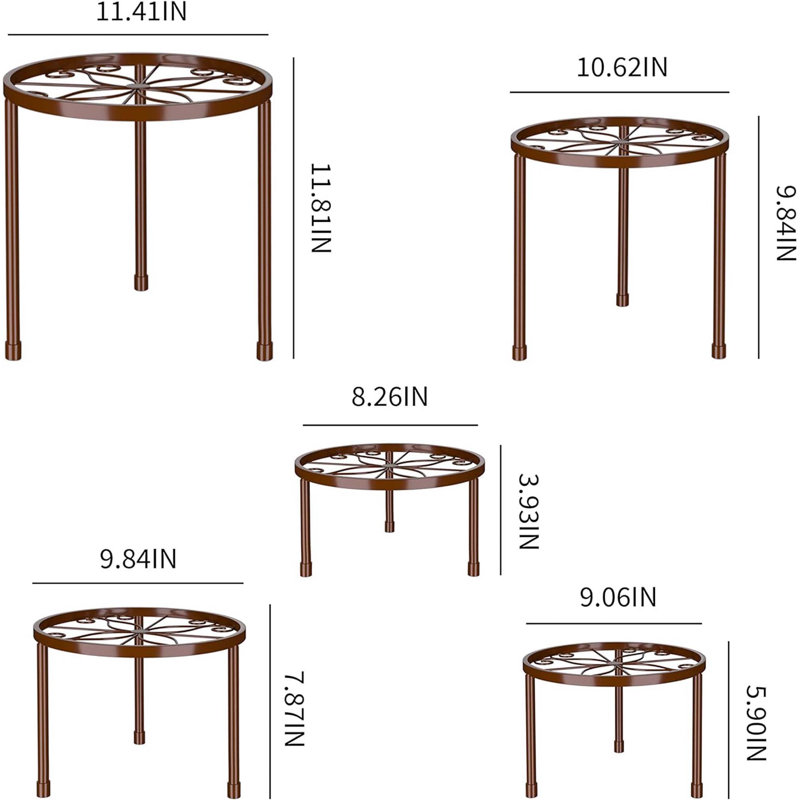 Plant Stand - Set of 5, Brown