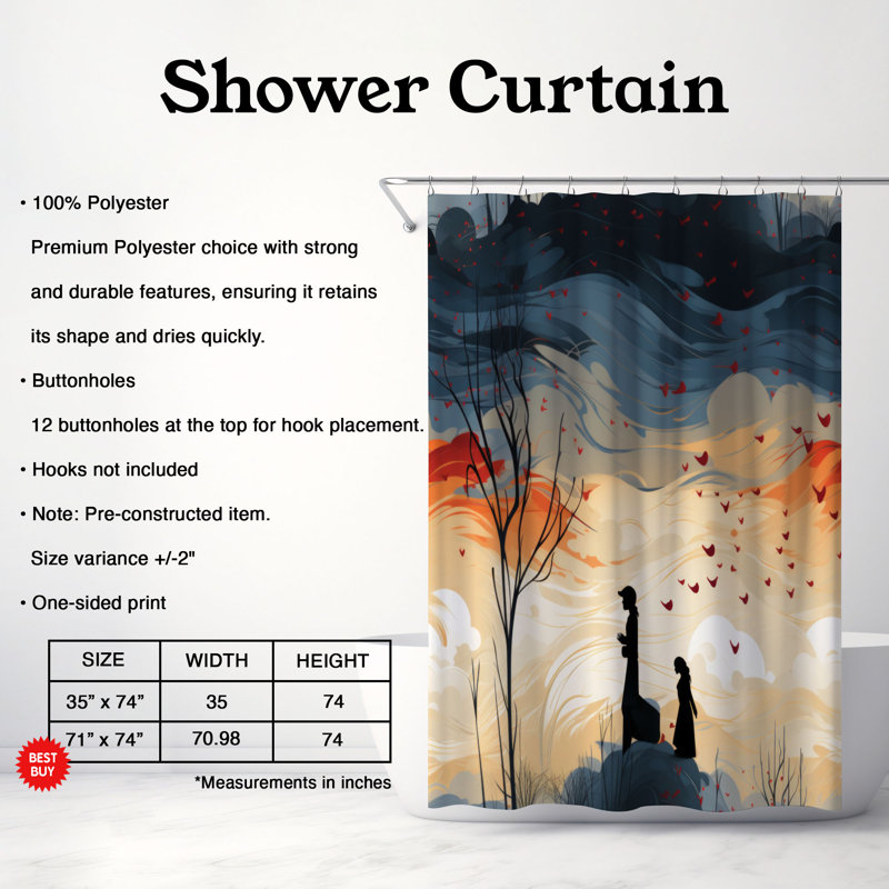 Love Patterns - Rideau de douche Premium, H 74 po x l 71 po