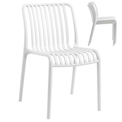 Outdoor Stacking Dining Chair, No-Assembly All-Weather Plastic Armless Patio Side Chair for Garden, Backyard, Balcony