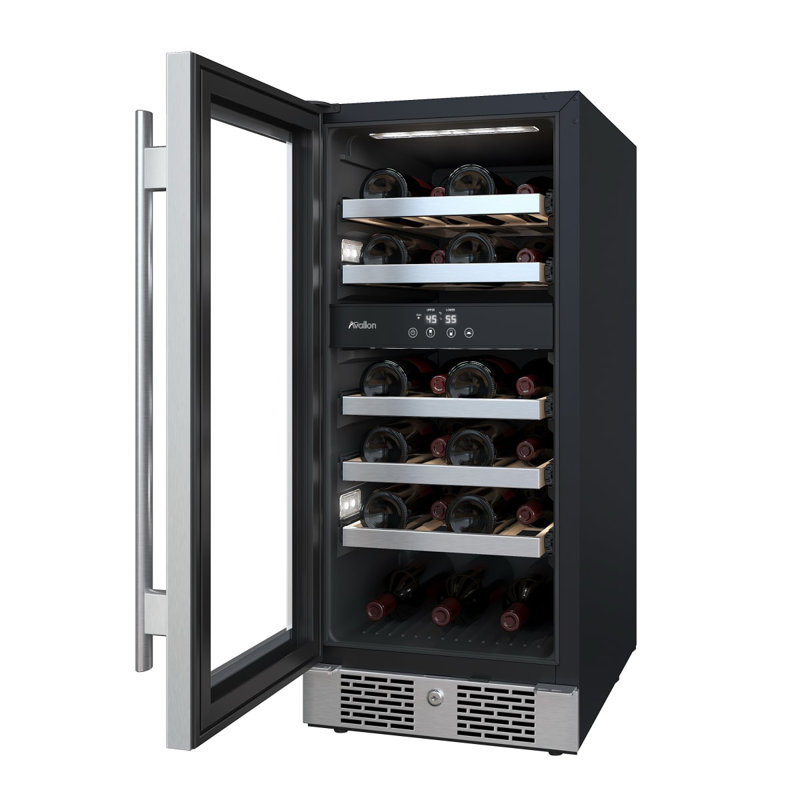 23 Bottle and 8 Can Dual Zone Built-In Wine Refrigerator, Right Handed