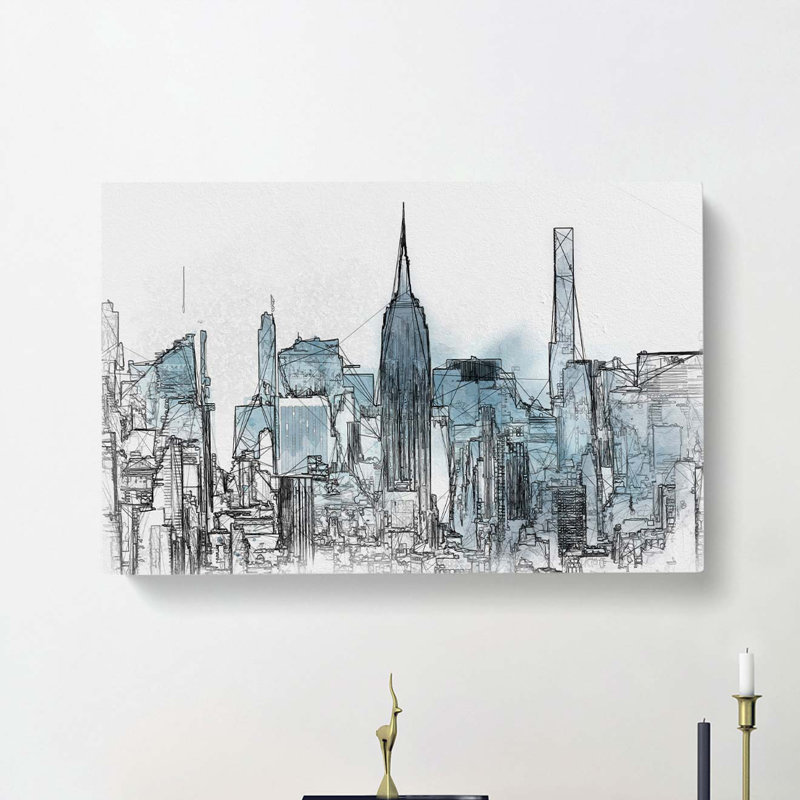 Manhattan New York Skyline In Abstract - Wrapped Canvas Print, 40cm H x 60cm W x 3cm D
