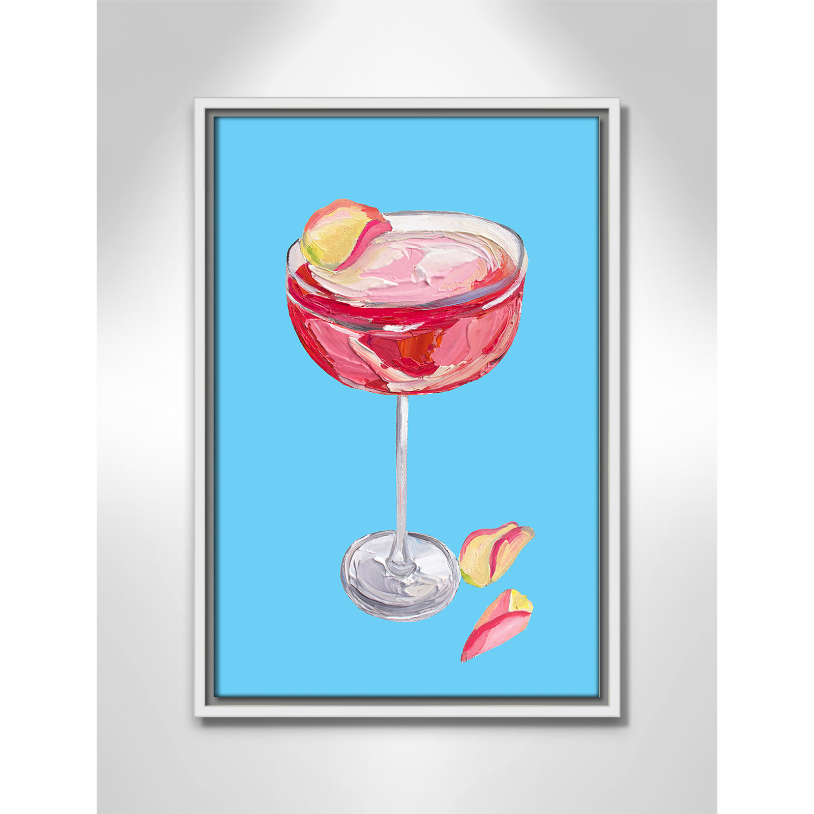 Sparkling Rose Gin Cocktail Print by Straker, 19.5" H x 13.5" W, White Floater