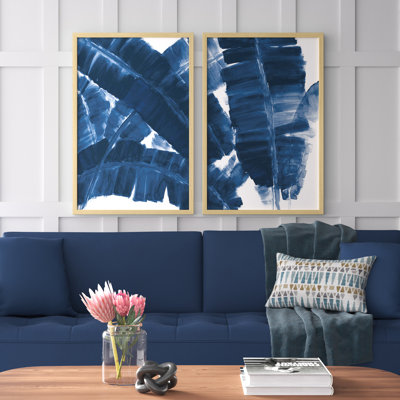 " Blue Banana Leaves Diptych " by Marmont Hill 2 - Pieces