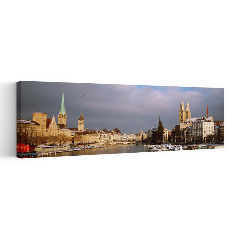 Hiver, Zurich, Suisse, art contemporain abstrait ville d'hiver, H 60 po x l 20 po
