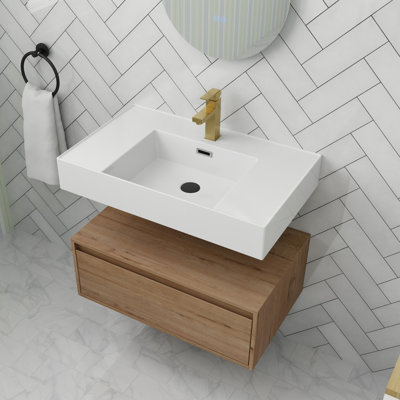 Ensemble de meuble-lavabo 30 po avec lavabo, meuble-lavabo flottant avec tiroir à fermeture en douceur