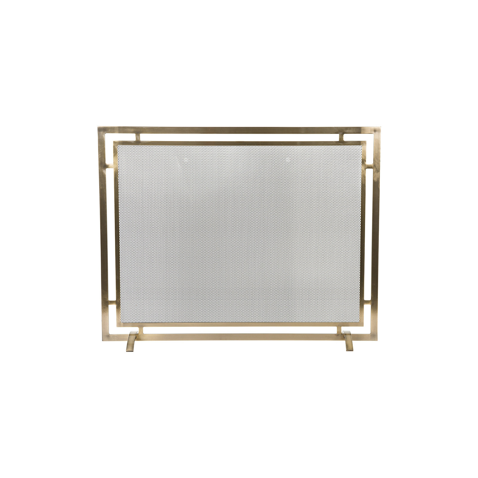 Gatsby Mesh Fireplace Screen - Single Panel, Steel Frame, Aged Brass