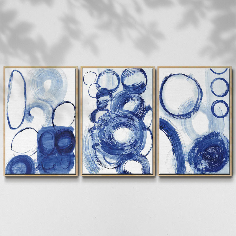 Étude du cercle bleu I 3 pièces, H 40 po x l 78 po, Naturel