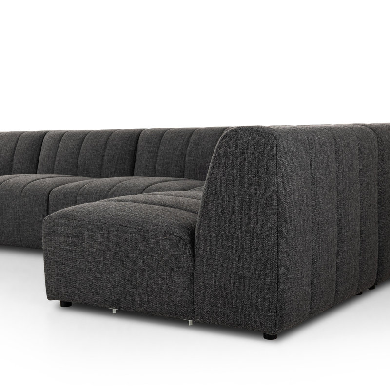 Langham Modular Sectional, Saxon Charcoal Polyester Blend, Left Hand Facing