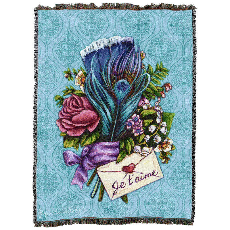 Pure Country Weavers Love Letter - Je Taime Blanket by Brigid Ashwood Blanket - Gift Tapestry Throw Woven from Cotton - Made in The USA (72x54)