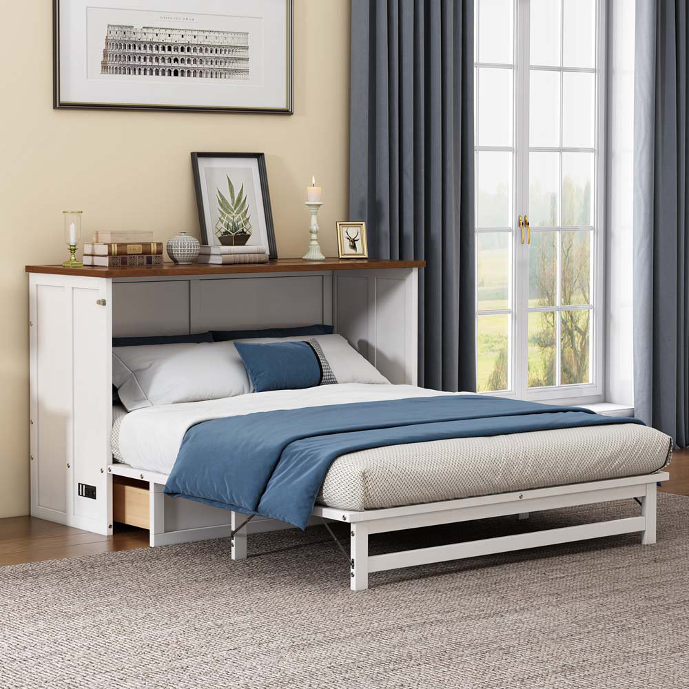 Latitude Run® Detravious Fold Out Murphy Bed With Power Outlets