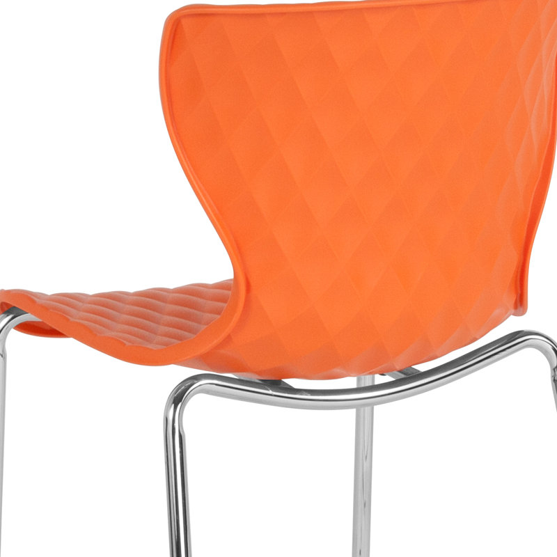 Lowell Contemporary Design Plastic Stack Chair, Orange