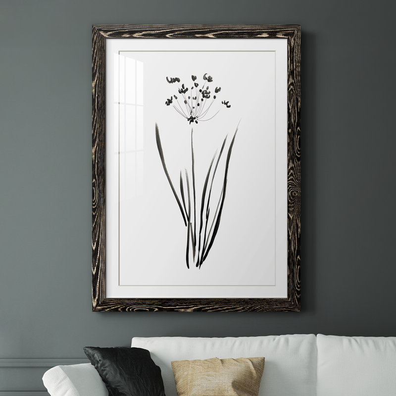 Inky Botanical II - peinture encadrée, Cadre noir, H 37,5 po x l 27,5 po x P 1,5 po