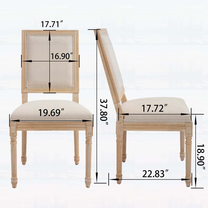 Ensemble de 2 chaises de salle à manger de style campagne française, rembourrées, dossier carré, finition filigrane, sculptées, démontables, pour salon, cuisine et restaurant, grises