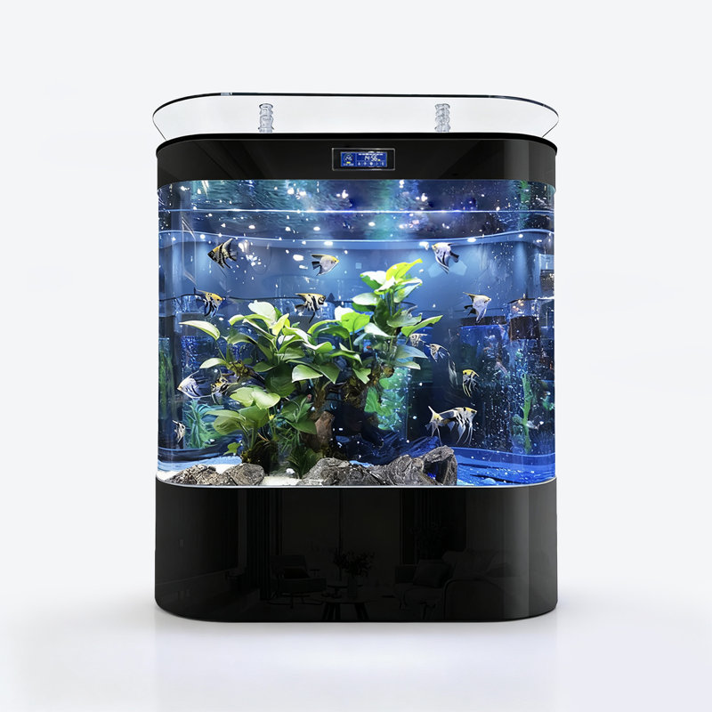 Réservoir d'aquarium à double arc avec filtre supérieur, 26,42 gallons (H 54,33 po x l 39,37 po x P 19,69 p, Noir