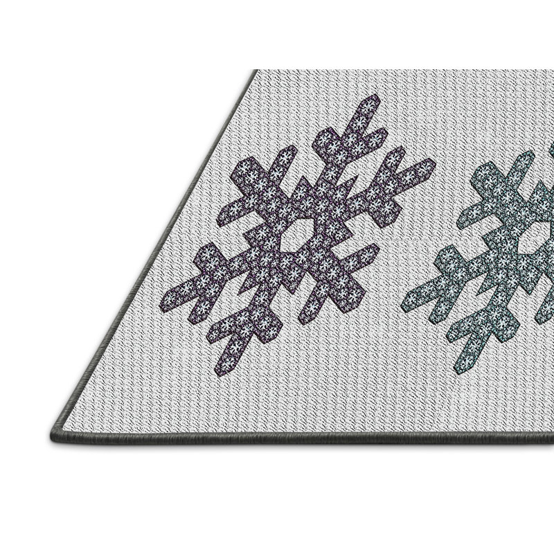 Tapis gris/bleu/mauve à motifs, Rectangle 5 pi x 7 pi