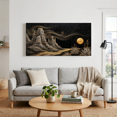 Golden Desert Canvas Wall Art Oil Painting Print Set Of 1