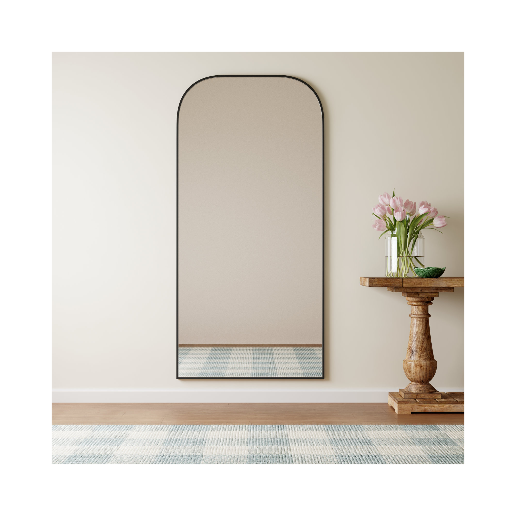 Sabine Metal Wide Arch Wall Mirror, 72" x 35", Black