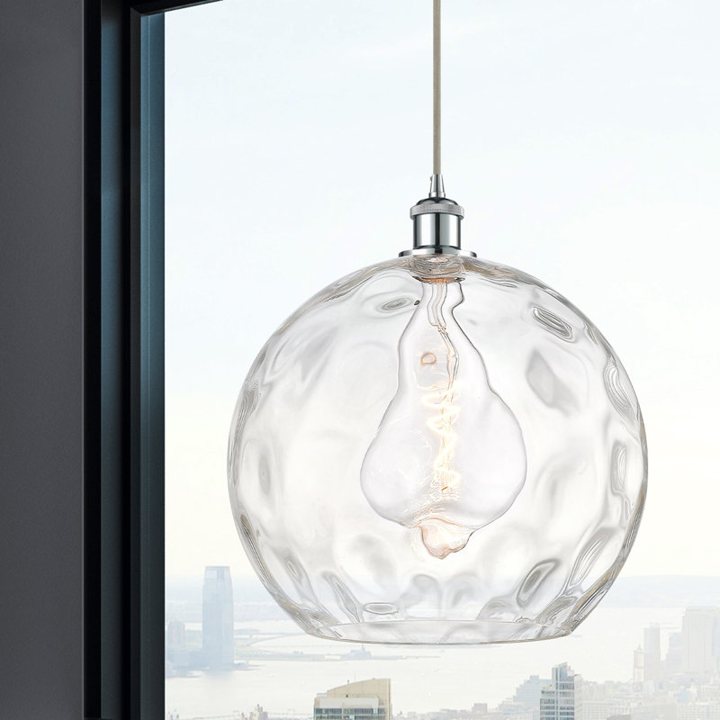 Luminaire suspendu sphère 1 lumière Roxane, Ampoule non incluse, H 16,88 po x l 13,75 po x P 13,75 po, Chrome poli