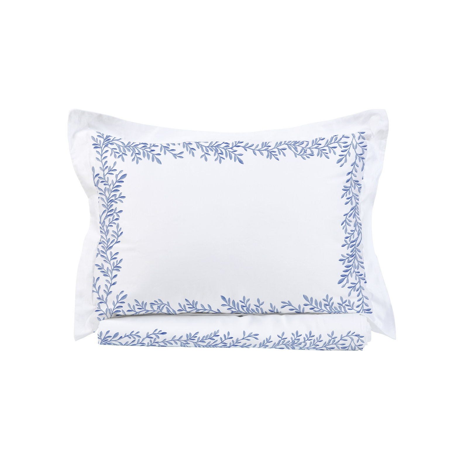Benna Sateen Duvet Cover Set, Queen Duvet Cover + 2 Standard Shams, Blue/White