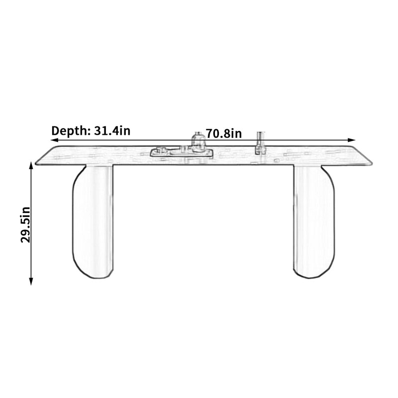 Modern Rectangular Sintered Stone Dining Table, 29.5"H x 70.8"L x 31.4"W 