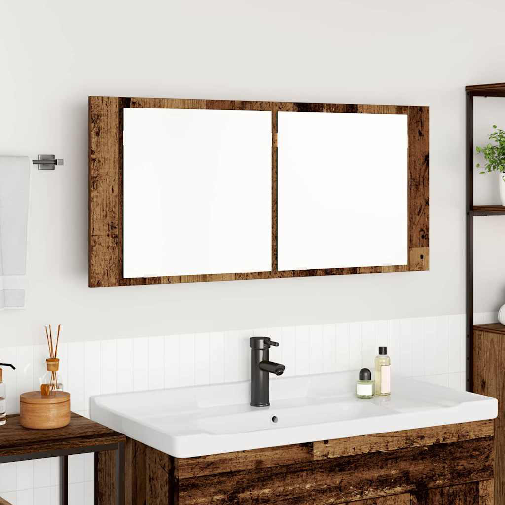 LED Bathroom Mirror Cabinet Washroom Mirror Storage Cupboard Organiser