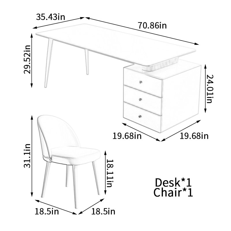 Vincas, 29.52" H x 70.86" W x 35.43" D