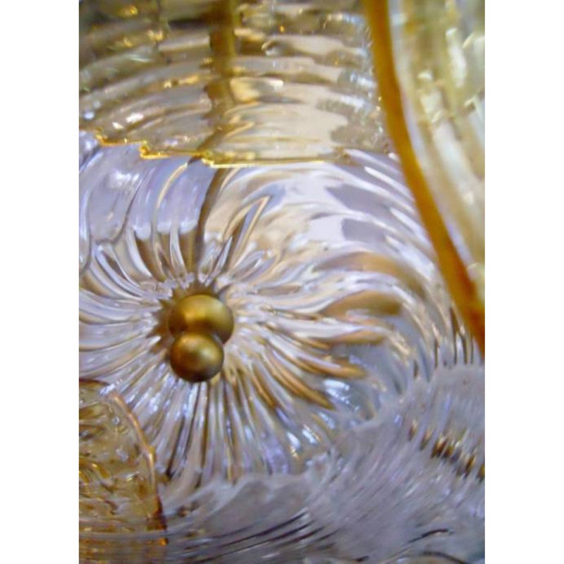Lustre à disques en spirale Alan Mizrahi, H 30 po x l 42 po x P 42 po, Bronze brillant, Couleurs mélangées