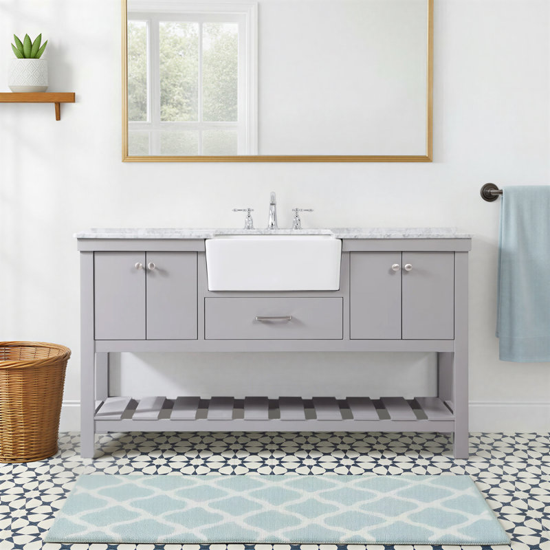 Meuble-lavabo simple 60 po Pelaghia, Gris