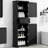 Bathroom Storage Cabinet In Black With Adjustable Shelf And Middle Open Outer Drawer Tall Bottom Exposed