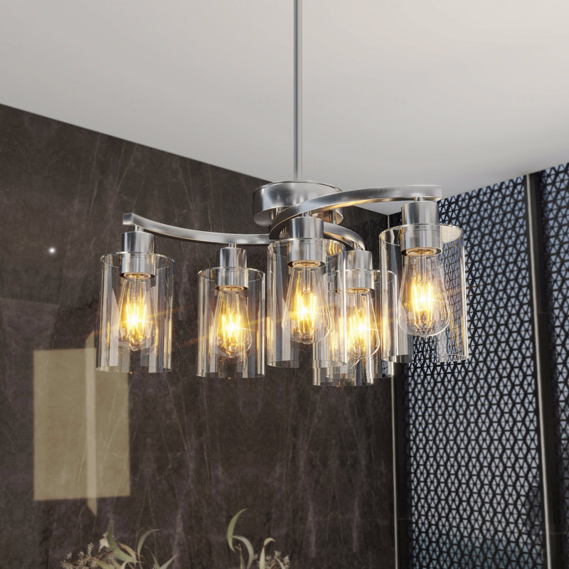 Lustre - configuration 6 lumières nickel brossé S, Chrome chrome