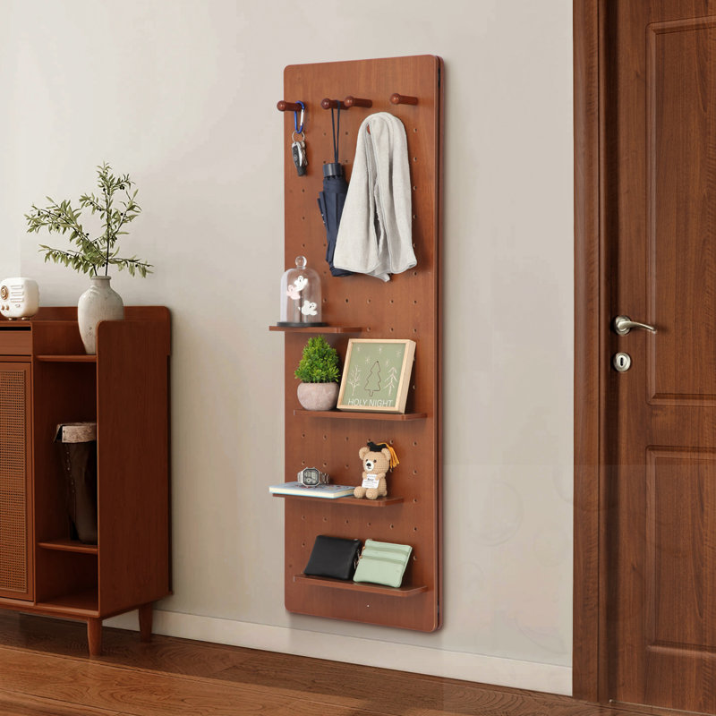 Miroir mural complet avec tablette, Noyer