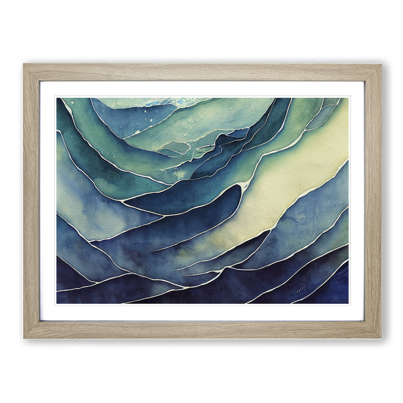 Abstract Ocean Vol.1 - Framed Print, 46cm H x 64cm W x 2cm D, Oak