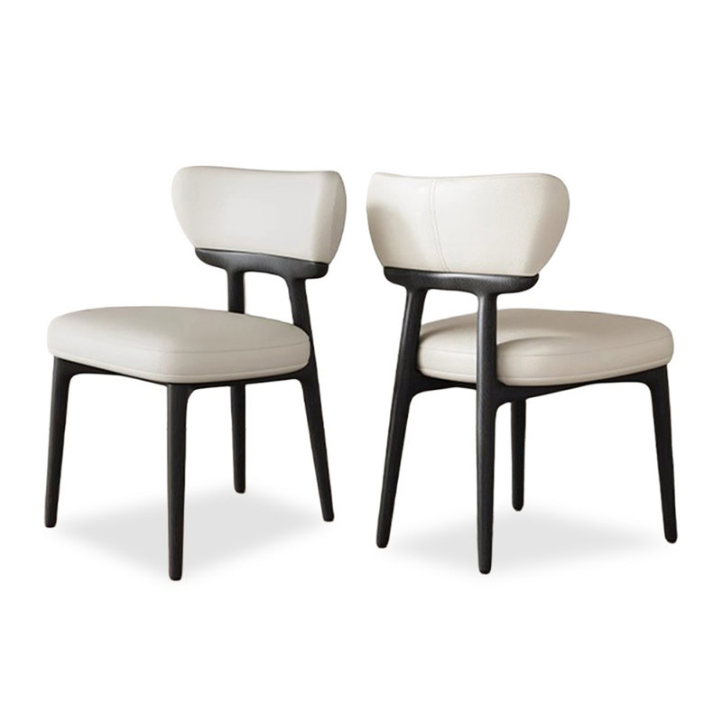 Black + White Solid back side Chair(Set of 2)