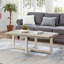 Ensemble de 3 tables basses, tables basses et 2 tables de bout Luno, gris vieilli et beige