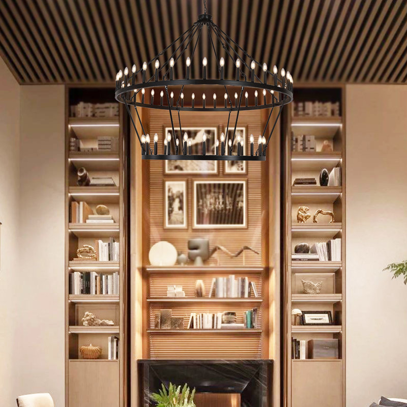 Lustre Veiz, Bronze frotté à l'huile, 64, H 58 po x l 70 po x P 70 po