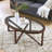 Wood 28.34"oval coffee table with glass top-1655622389-1665659664
